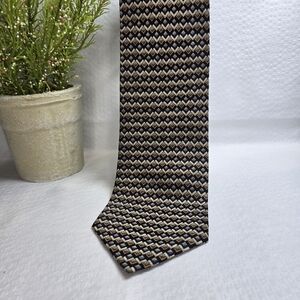 TESORO ROSSO UOMO MODA BLACK AND BROWN DIAMOND ZIGZAG SILK TIE MENS